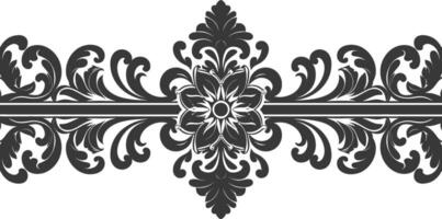 silueta horizontal línea divisor con barroco ornamento negro color solamente vector