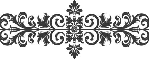 silueta horizontal línea divisor con barroco ornamento negro color solamente vector