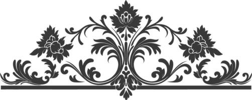 silueta horizontal línea divisor con barroco ornamento negro color solamente vector