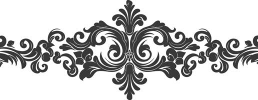 silueta horizontal línea divisor con barroco ornamento negro color solamente vector