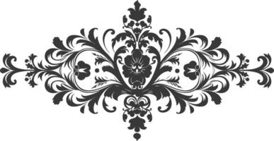 silueta horizontal línea divisor con barroco ornamento negro color solamente vector