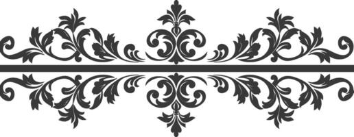 silueta horizontal línea divisor con barroco ornamento negro color solamente vector