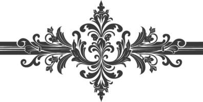 silueta horizontal línea divisor con barroco ornamento negro color solamente vector