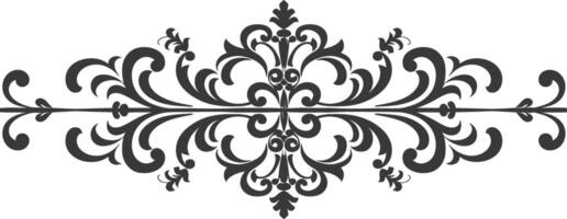 Silhouette horizontal line divider with Baroque ornament black color only vector