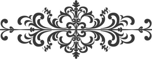 Silhouette horizontal line divider with Baroque ornament black color only vector