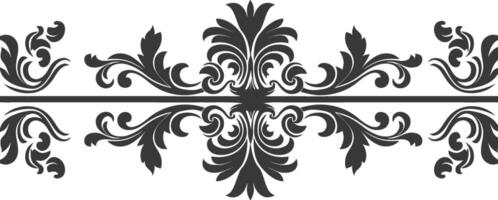 silueta horizontal línea divisor con barroco ornamento negro color solamente vector