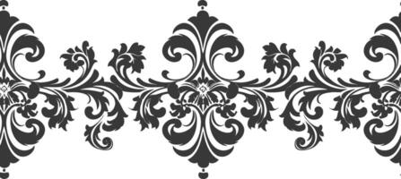 Silhouette horizontal line divider with Baroque ornament black color only vector