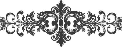 Silhouette horizontal line divider with Baroque ornament black color only vector