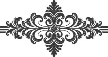 Silhouette horizontal line divider with Baroque ornament black color only vector