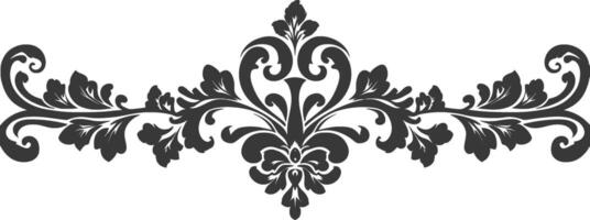 Silhouette horizontal line divider with Baroque ornament black color only vector