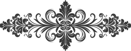 silueta horizontal línea divisor con barroco ornamento negro color solamente vector