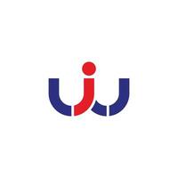 letter jw simple geometric colorful line logo vector