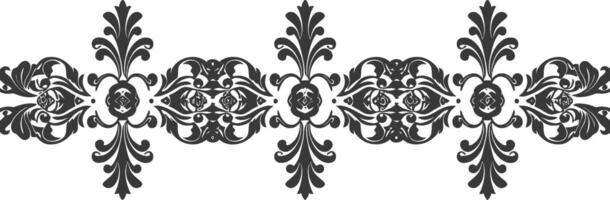 Silhouette horizontal line divider with Baroque ornament black color only vector
