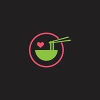 amor corazón linda fideos bown logo vector