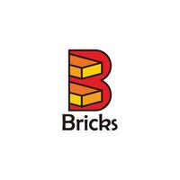 letter b brick 3d flat geometric logo vector