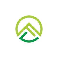 letter fu green mountain circle geometric logo vector