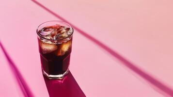 cold coffee glass with ample copy space on vivid backdrop photo