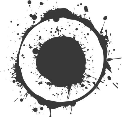 Silhouette circle coffee stain black color only