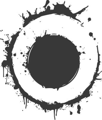 Silhouette circle coffee stain black color only