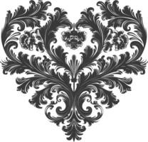 silueta hogar forma barroco ornamento con filigrana floral elemento negro color solamente vector