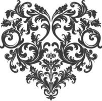 silueta hogar forma barroco ornamento con filigrana floral elemento negro color solamente vector