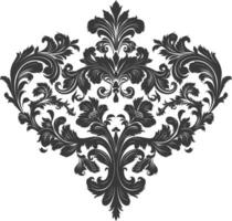 silueta hogar forma barroco ornamento con filigrana floral elemento negro color solamente vector