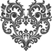 silueta hogar forma barroco ornamento con filigrana floral elemento negro color solamente vector