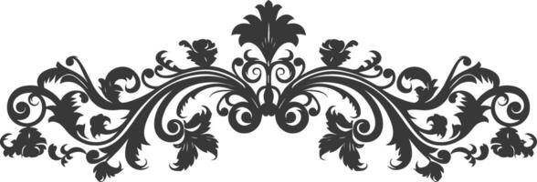 silueta horizontal línea divisor con barroco ornamento negro color solamente vector