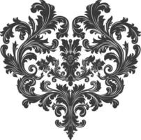 silueta hogar forma barroco ornamento con filigrana floral elemento negro color solamente vector