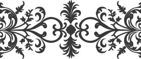 Silhouette horizontal line divider with Baroque ornament black color only vector