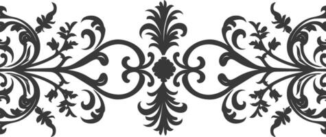 silueta horizontal línea divisor con barroco ornamento negro color solamente vector