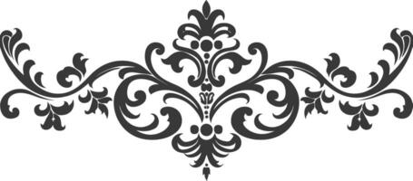 Silhouette horizontal line divider with Baroque ornament black color only vector