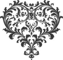 silueta hogar forma barroco ornamento con filigrana floral elemento negro color solamente vector