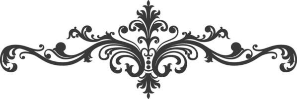 Silhouette horizontal line divider with Baroque ornament black color only vector