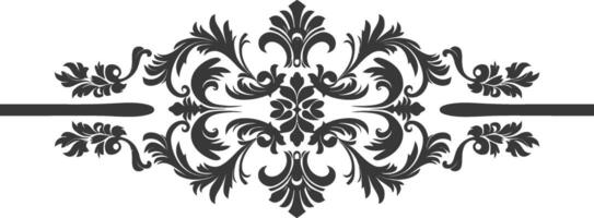 silueta horizontal línea divisor con barroco ornamento negro color solamente vector