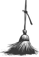 Silhouette broom cleaning tool black color only vector