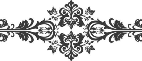 silueta horizontal línea divisor con barroco ornamento negro color solamente vector