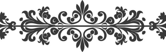 Silhouette horizontal line divider with Hearth shape ornament black color only vector