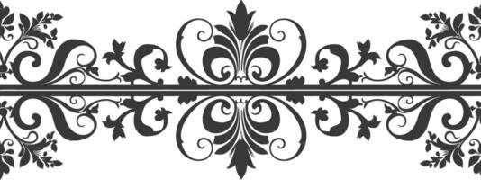 Silhouette horizontal line divider with Baroque ornament black color only vector
