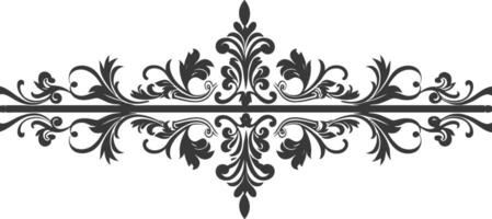 Silhouette horizontal line divider with Baroque ornament black color only vector