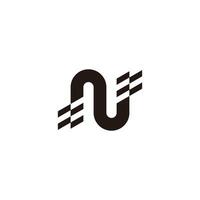 letter n stripes race flag road logo vector