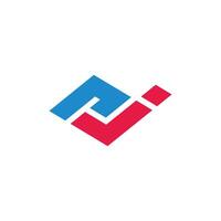 letter rj simple linked colorful geometric logo vector