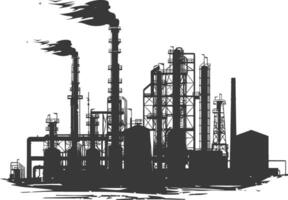 Silhouette industrial building factory black color only vector