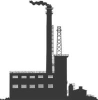 Silhouette industrial building factory black color only vector