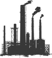 Silhouette industrial building factory black color only vector