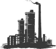 Silhouette industrial building factory black color only vector