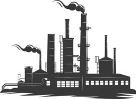 Silhouette industrial building factory black color only vector