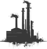 Silhouette industrial building factory black color only vector