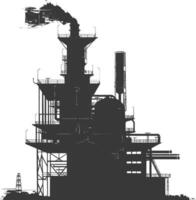 Silhouette industrial building factory black color only vector