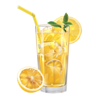 3d tolkning av en citron- juice glas på transparent bakgrund png